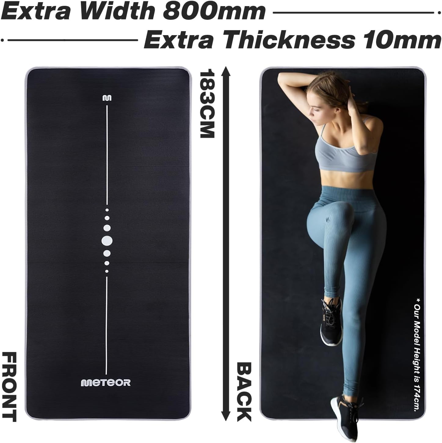 80cm Ultra Wide Exercise Mat Widest in Class 10mm Thick Cushioning NBR Yoga Mat — image 6