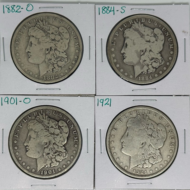 1882-O 1884-O 1901-O 1921 Morgan Dollar Lot of 4 (803)
