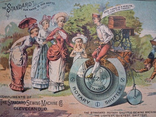 1880s-90s SEWING MACHINE BIKE RIDER VICTORIAN 4X5.5 Standard Sewing Mach. Co