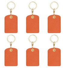 6pcs Leather Keychain,70mm Sublimation Keychain Blanks,Rectangular,Orange
