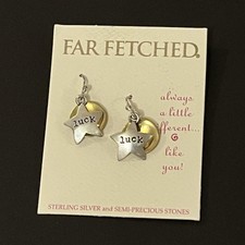 Far Fetched 925 Sterling Silver Luck Star Dangle/Drop Hook Earrings