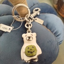 Coach Halloween Ghost Bear Pumpkin Charm Key Chain Fob Bag Accessory NWT