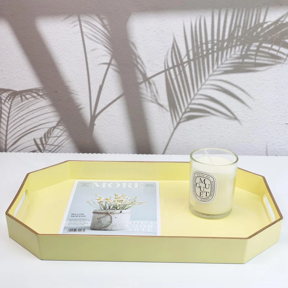 Yellow Plastic Serving Tray for Ottoman, Coffee Table, Octagon Decorative Tra... - Image 2 of 4