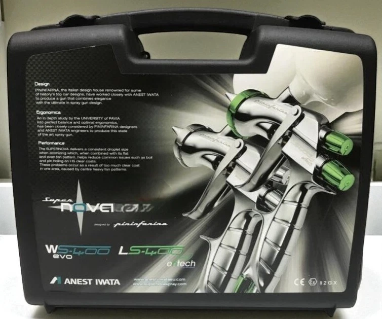 Pistola pulverizadora Anest Iwata Supernova WS-400-1301B-S1 WS400 evo con taza para capa base Foto 2 de 4