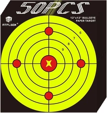 Bullseye Paper Shooting Target for the Range 12X12" High Visibility Target Paper