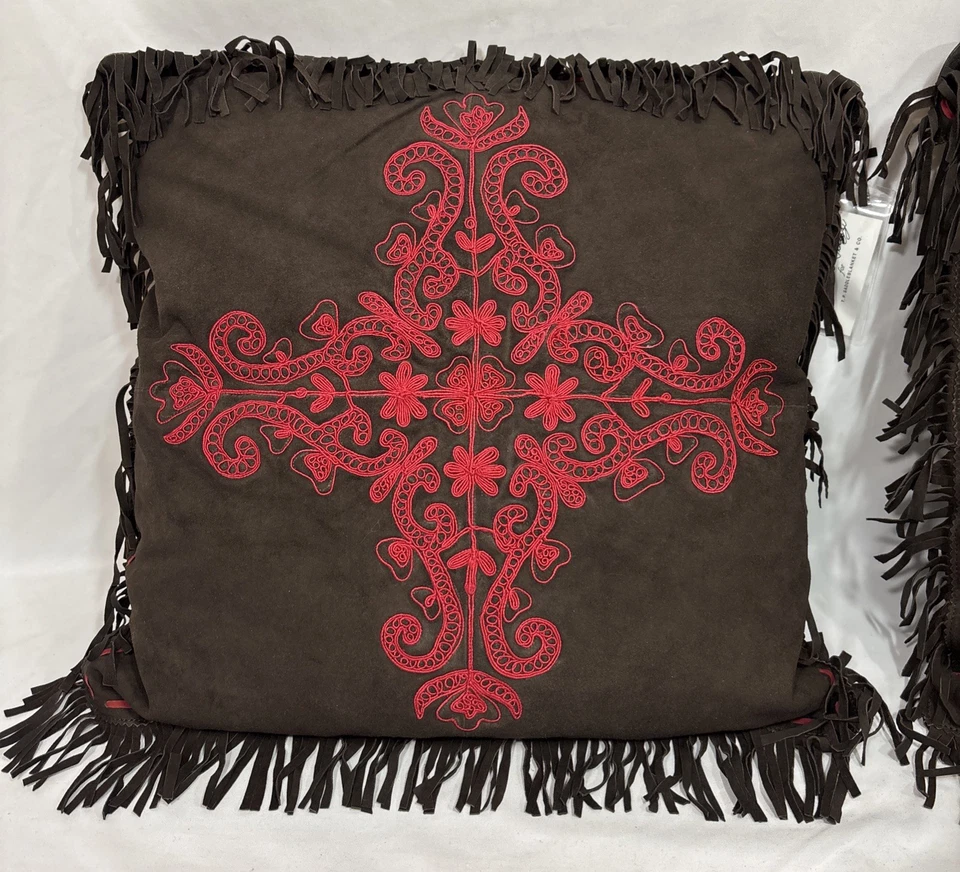 NOS Pair of Tasha Polizzi TP Saddleblanket & Co Western Throw Pillows 19"x19" - Image 3 of 4