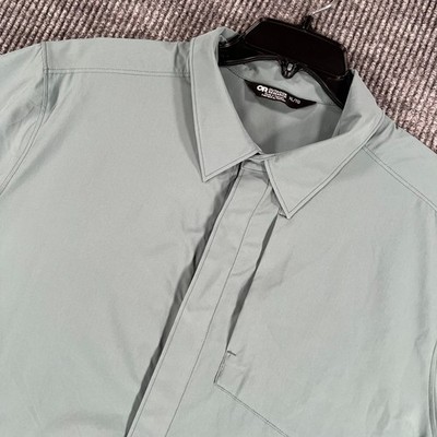 Outdoor Research Shirt Mens XL Green Short Sleeve Snap Up Performance New