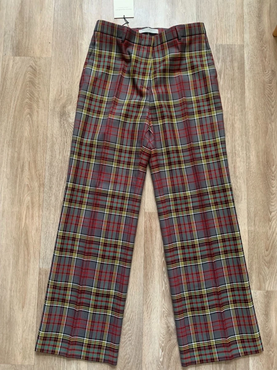 Wide-Leg Wool Checked Pants for Women | eBay