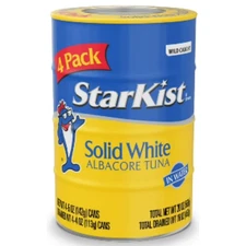 StarKist Solid White albacore Tuna in Water 5 Oz Can 4 Pack........