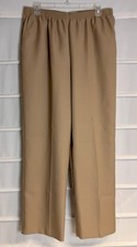 Alfred Dunner Beige Elastic Waist Polyester Pull On Pants Size 14 GC 