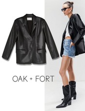 NEW OAK  FORT sz M Oversized Black Vegan Leather Blazer