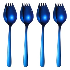 4Pcs Stainless Steel Spork 5.9" Spork Fork-Spoon Combo for Dessert Blue