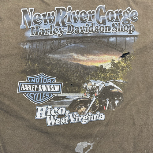 Harley Davidson Shirt Men’s XL Distressed Sun Faded New River Gorge WV, USA Made - Picture 3 of 15