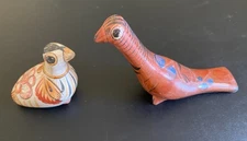 Lot of 2 Vtg Tonala Bird Figurines Mexican Folk Art Pottery Handmade and Painted