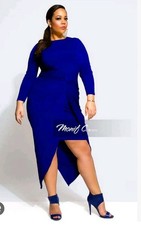 Monif C. Gigi Knotted Dress Royal Blue Formal Princess Gown Plus Sz 3X Stretchy