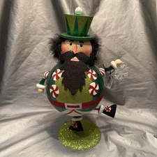 Pier 1 One VTG NUTCRACKER SOLDIER BOBBLE PEPPERMINT CANDY GLITR 13.5” RARE NWT