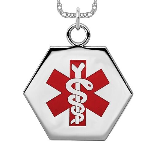 925 Sterling Silver Medical Alert Necklace Charm Pendant | eBay