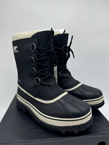 Sorel Men's Caribou Warm Lining Mid-calf Boots Waterproof Nubuck Leather Black