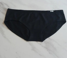 Victoria  s Secret Pink Hipster Panties Sz. S Black Seamless Underwear logo NWT