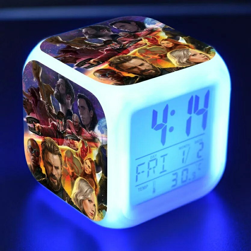 Réveil veilleuse led 7 couleur Loki Captain America pour chambre d'enfant