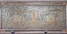 BAROQUE ALTAR FRONTAL OR ALTARPIECE. SILVERED WOOD LOW RELIEF. SPAIN. 18TH