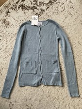 NEW ZARA GIRLS RIBBED KNIT CARDIGAN SWEATER SHIRTS Light Blue 13-14 years