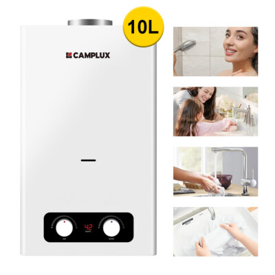CAMPLUX 10L LPG Propan Durchlauferhitzer Indoor für Balkon Küche Waschküche 20kW