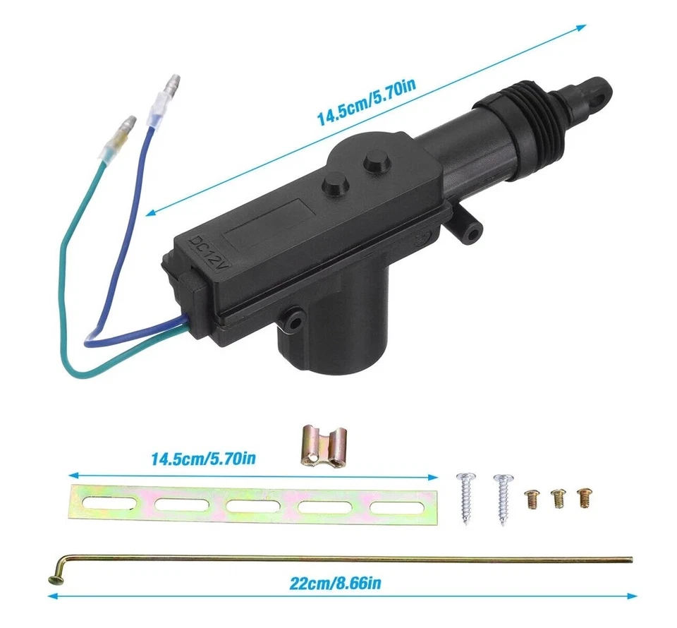 4x Motor actuador de cerradura de puerta esclavo eléctrico de alta resistencia universal para automóvil 2 cables 12V Foto 2 de 4