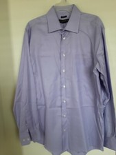 Pronto Uomo Men Cotton Non Iron LS Button Down Purple Dress Shirt 17 36/37 Tall