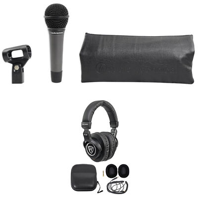 Audio Technica ATM410 Dynamic Cardioid Microphone w/Neodymium Magnet+Headphones