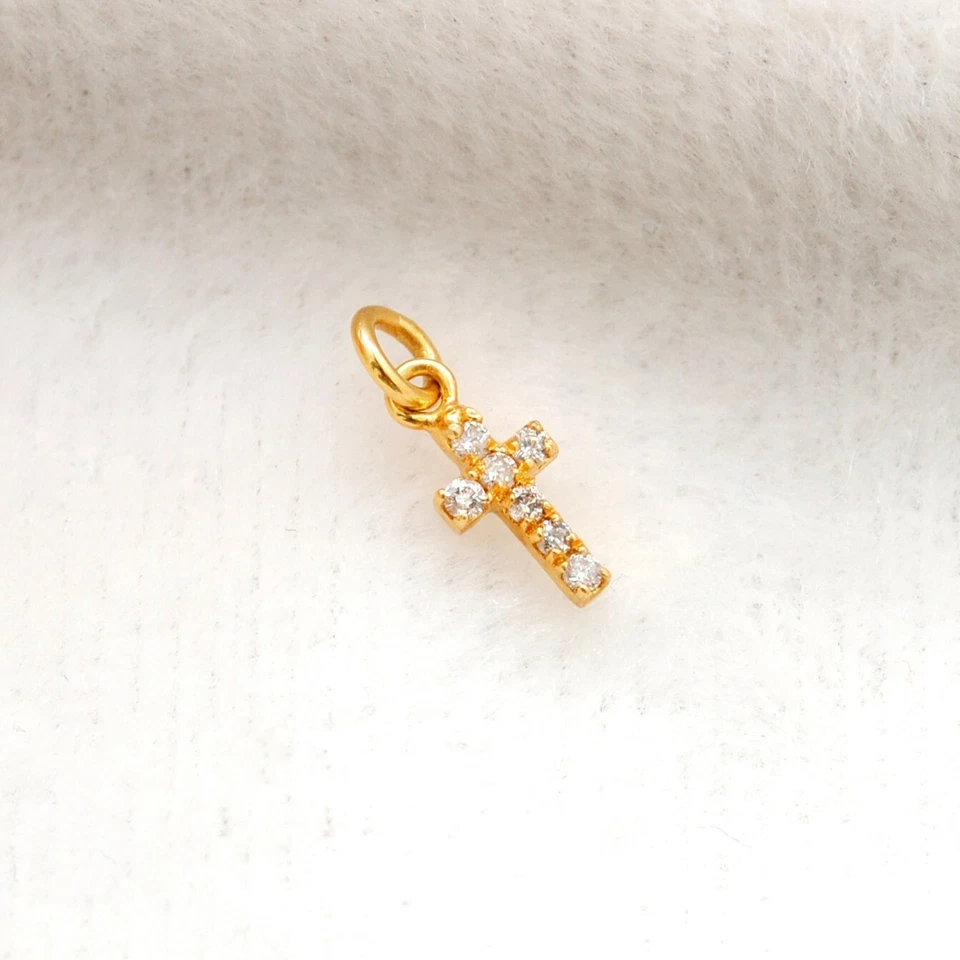 Genuine Diamond 14k Yellow Gold Holy Cross Charm Pendant Christmas Gift - Image 4 of 4