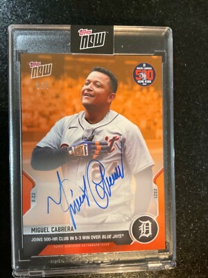 Miguel Cabrera 2021 Topps Now 8/22 MLB 500-HR Club ORANGE Autograph Auto #'d 3/5