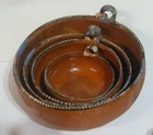 Set of 4 Mexican Red Clay Pottery Nesting Bowls Tlaquepaque Style