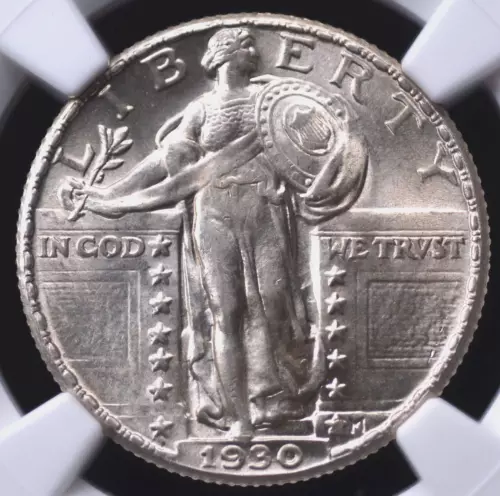 1930 STANDING LIBERTY QUARTER NGC MS 63 FULL HEAD FLASHY WHITE WITH THE BAREST