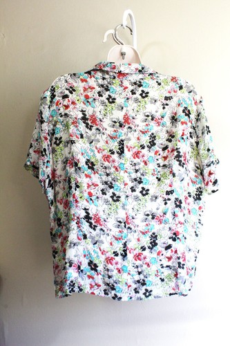 Vintage 60s Shirt Cherie Womens 1X Plus Silk Crepe Chiffon Floral Semi Sheer - Picture 7 of 7