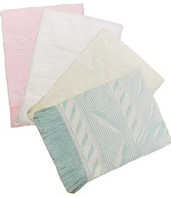 BabyPrem Babydecke Farnschal blau rosa weiß cremefarben groß 122 x 122 cm