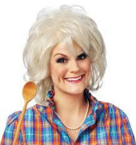 Wig Ladies Platinum Blonde Famous T.V. Southern Cook Synthetic Hair Costume Wig