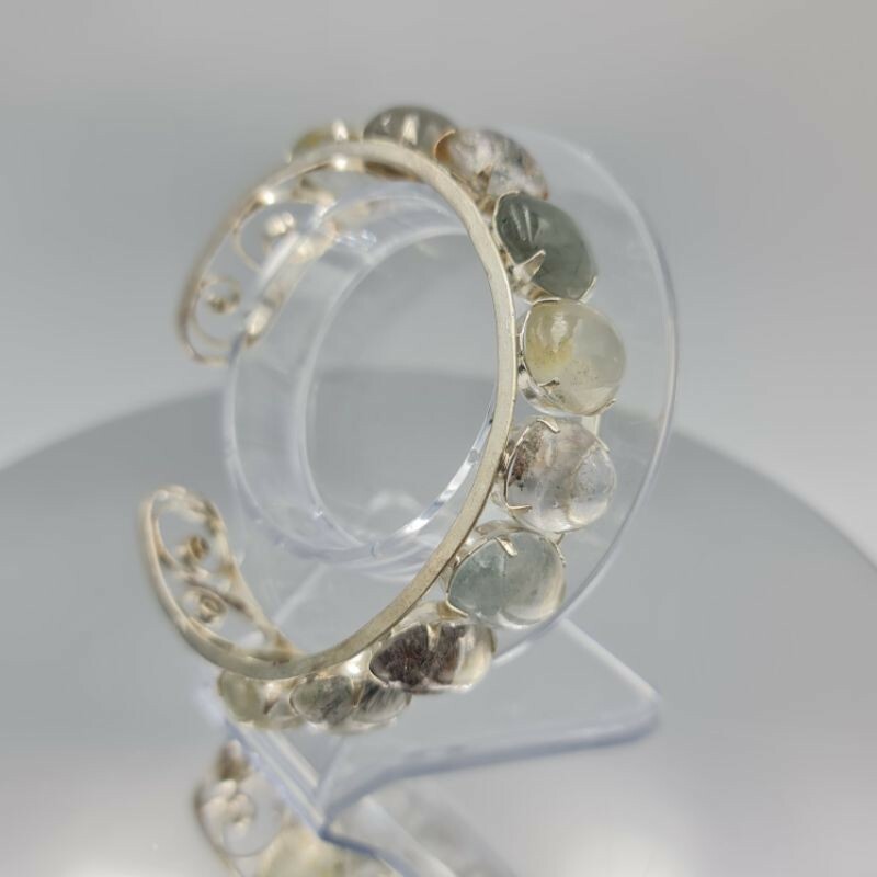 Bangle Leklai Kaew 9 Crystal Quartz Gemstone Bracelet Healing Thai Buddha Amulet-image