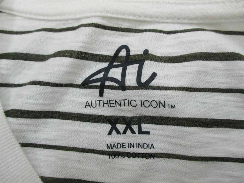 new AMERICAN IDOL Men's Size XXL Casual 100% Cotton White Striped Shirt - Image 4 of 4