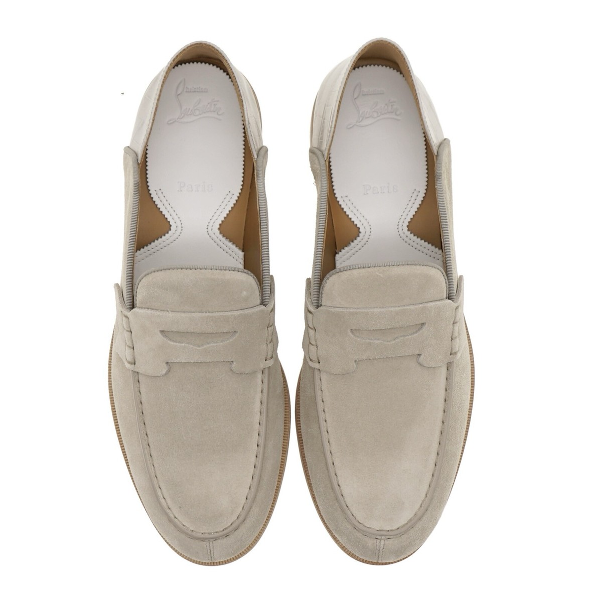 Christian Louboutin No Penny Loafer Grey Suede Leather Size  display picture 1