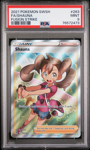 PSA 9 Shauna Fusion Strike Full Art Trainer 263/264 Pokemon Card 2021 English