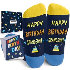 Grandson Birthday Gifts From Grandmother Grandfather - Happy Birthday Socks 2...