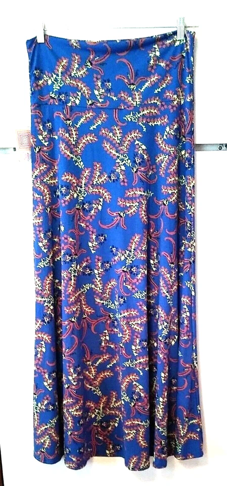 NUEVA FALDA MUJER LULAROE AZUL CON ESTAMPADO FLORAL HI LO MAXI SWING TALLA L NUEVA CON ETIQUETAS Foto 3 de 3