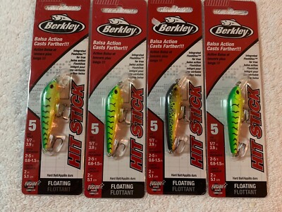 (LOT OF 4) BERKLEY HIT STICK 5  FLOATING. 1/7oz.  MULTIPLE COLORS NIP