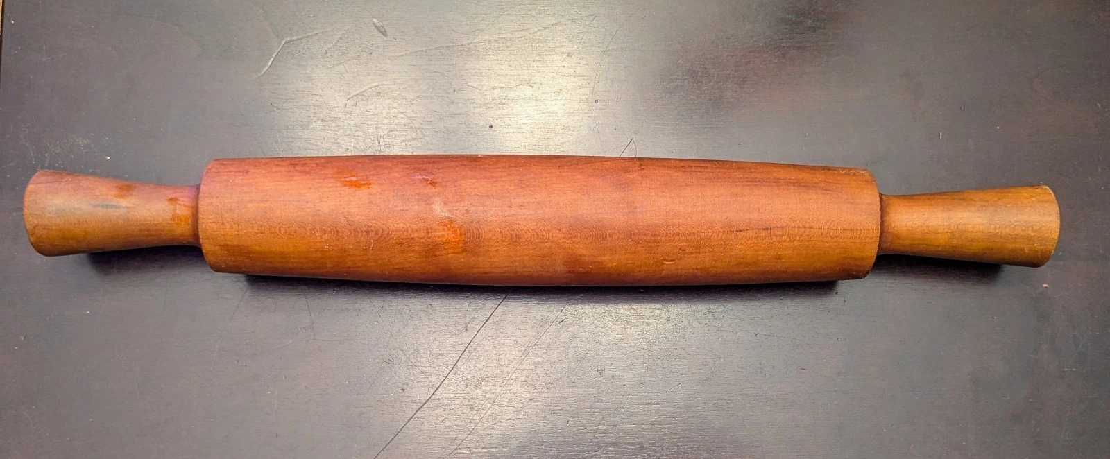 VINTAGE WOODEN ANTIQUE ROLLING PIN PRIMITIVE OLD 1 PIECE WOOD 17 3/4" LONG
