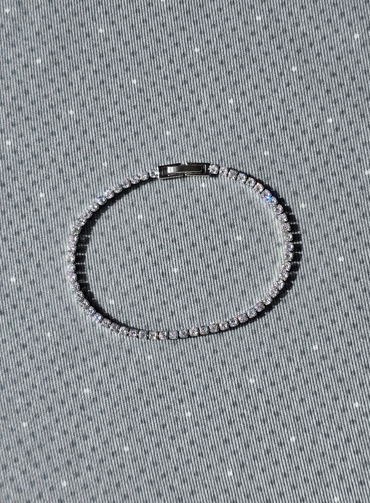 Sterling Silver Thin Diamond Bracelet