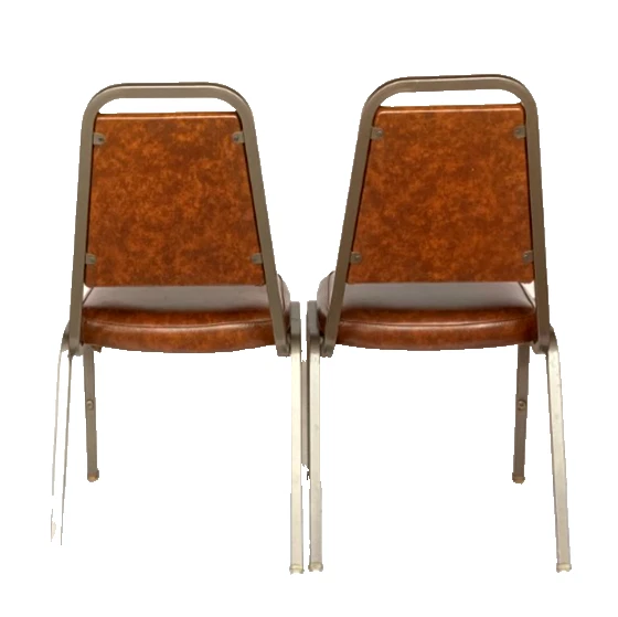 ВИНТАЖНЫЙ НАБОР ИЗ 2 ВИНИЛОВЫХ МЕТАЛЛИЧЕСКИХ СТУЛЬЕВ Shelby Williams Industries Inc. с обивкой - Изображение 2 из 3