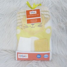 Kidgets HOODED TOWEL  WASHCLOTH SET 4 Pc. Yellow Lion Baby Bath NWT