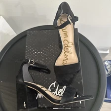 Sam Edelman Daniella Women's 7M/37 Black Suede Block Heeled Sandal Shoes NEW BOX