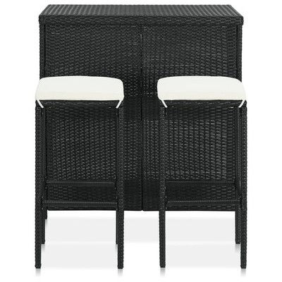 Bar Set 3 Piece High Top Counter Height Table Set Poly Rattan Black vidaXL